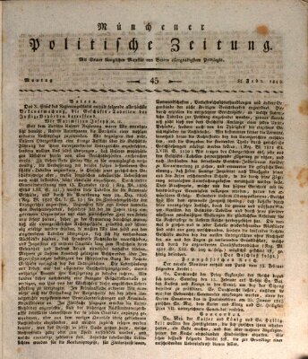 Münchener politische Zeitung (Süddeutsche Presse) Montag 22. Februar 1813