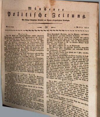 Münchener politische Zeitung (Süddeutsche Presse) Montag 1. März 1813