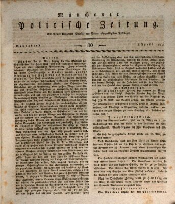 Münchener politische Zeitung (Süddeutsche Presse) Samstag 3. April 1813