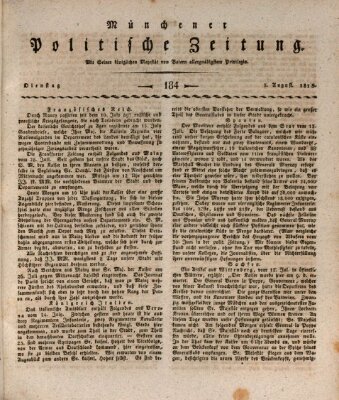 Münchener politische Zeitung (Süddeutsche Presse) Dienstag 3. August 1813