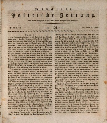 Münchener politische Zeitung (Süddeutsche Presse) Mittwoch 11. August 1813