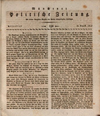 Münchener politische Zeitung (Süddeutsche Presse) Samstag 14. August 1813