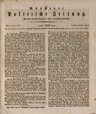 Münchener politische Zeitung (Süddeutsche Presse) Samstag 4. September 1813