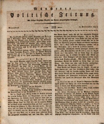 Münchener politische Zeitung (Süddeutsche Presse) Samstag 11. September 1813