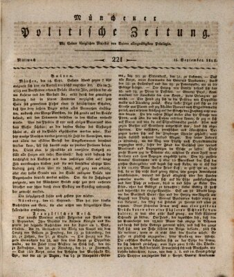 Münchener politische Zeitung (Süddeutsche Presse) Mittwoch 15. September 1813