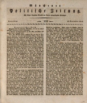 Münchener politische Zeitung (Süddeutsche Presse) Donnerstag 16. September 1813