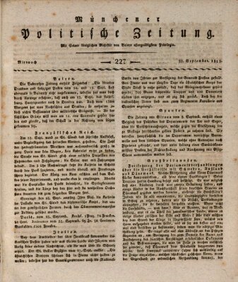 Münchener politische Zeitung (Süddeutsche Presse) Mittwoch 22. September 1813