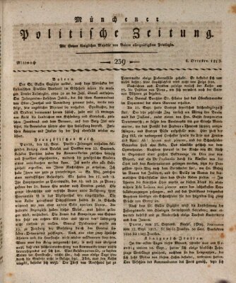 Münchener politische Zeitung (Süddeutsche Presse) Mittwoch 6. Oktober 1813