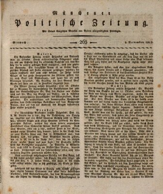 Münchener politische Zeitung (Süddeutsche Presse) Mittwoch 3. November 1813