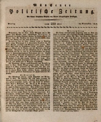 Münchener politische Zeitung (Süddeutsche Presse) Montag 22. November 1813