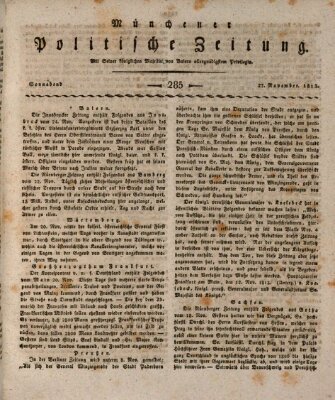 Münchener politische Zeitung (Süddeutsche Presse) Samstag 27. November 1813