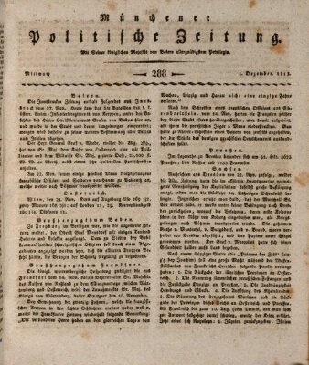 Münchener politische Zeitung (Süddeutsche Presse) Mittwoch 1. Dezember 1813