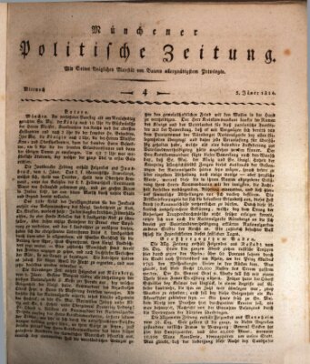 Münchener politische Zeitung (Süddeutsche Presse) Mittwoch 5. Januar 1814