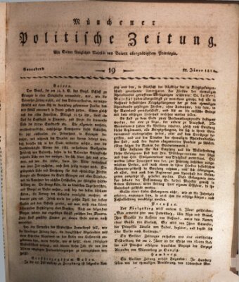 Münchener politische Zeitung (Süddeutsche Presse) Samstag 22. Januar 1814