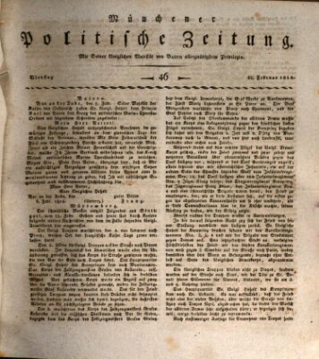 Münchener politische Zeitung (Süddeutsche Presse) Dienstag 22. Februar 1814