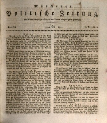 Münchener politische Zeitung (Süddeutsche Presse) Dienstag 15. März 1814