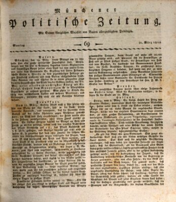 Münchener politische Zeitung (Süddeutsche Presse) Montag 21. März 1814