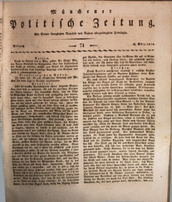 Münchener politische Zeitung (Süddeutsche Presse) Mittwoch 23. März 1814