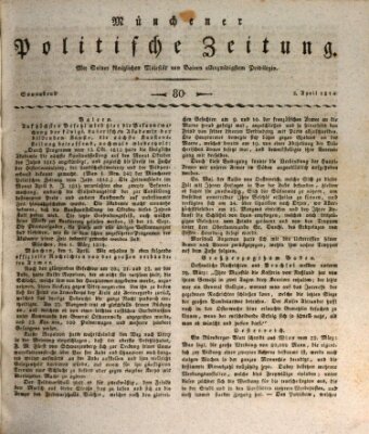 Münchener politische Zeitung (Süddeutsche Presse) Samstag 2. April 1814