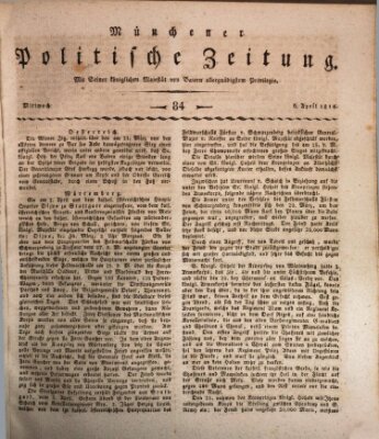 Münchener politische Zeitung (Süddeutsche Presse) Mittwoch 6. April 1814