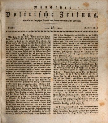 Münchener politische Zeitung (Süddeutsche Presse) Dienstag 12. April 1814