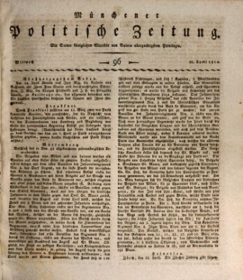 Münchener politische Zeitung (Süddeutsche Presse) Mittwoch 20. April 1814