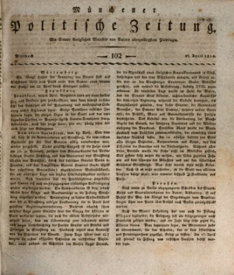 Münchener politische Zeitung (Süddeutsche Presse) Mittwoch 27. April 1814