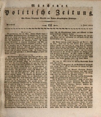 Münchener politische Zeitung (Süddeutsche Presse) Mittwoch 1. Juni 1814