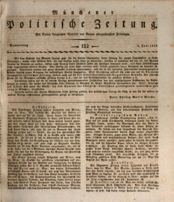 Münchener politische Zeitung (Süddeutsche Presse) Donnerstag 2. Juni 1814