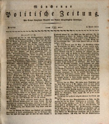 Münchener politische Zeitung (Süddeutsche Presse) Freitag 3. Juni 1814