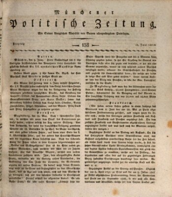 Münchener politische Zeitung (Süddeutsche Presse) Freitag 10. Juni 1814