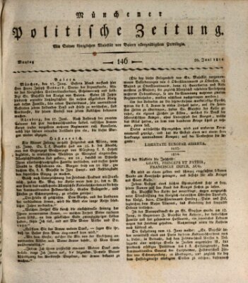 Münchener politische Zeitung (Süddeutsche Presse) Montag 20. Juni 1814