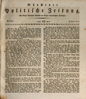 Münchener politische Zeitung (Süddeutsche Presse) Dienstag 28. Juni 1814