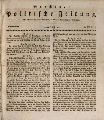 Münchener politische Zeitung (Süddeutsche Presse) Donnerstag 28. Juli 1814