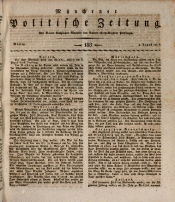 Münchener politische Zeitung (Süddeutsche Presse) Montag 8. August 1814