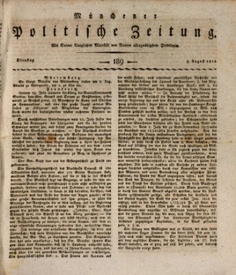 Münchener politische Zeitung (Süddeutsche Presse) Dienstag 9. August 1814