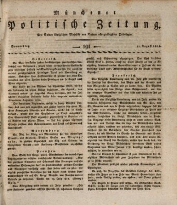 Münchener politische Zeitung (Süddeutsche Presse) Donnerstag 11. August 1814