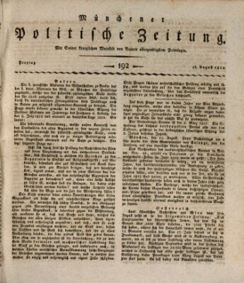 Münchener politische Zeitung (Süddeutsche Presse) Freitag 12. August 1814