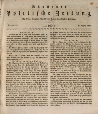 Münchener politische Zeitung (Süddeutsche Presse) Samstag 20. August 1814