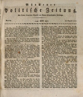 Münchener politische Zeitung (Süddeutsche Presse) Montag 22. August 1814