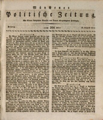 Münchener politische Zeitung (Süddeutsche Presse) Freitag 26. August 1814