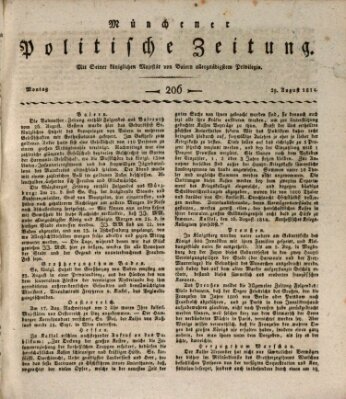 Münchener politische Zeitung (Süddeutsche Presse) Montag 29. August 1814