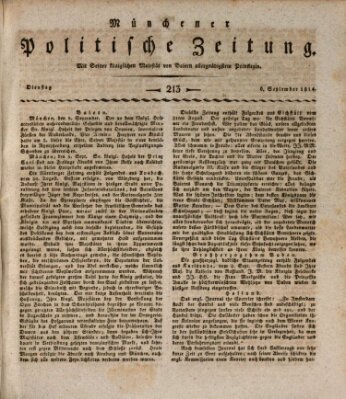 Münchener politische Zeitung (Süddeutsche Presse) Dienstag 6. September 1814