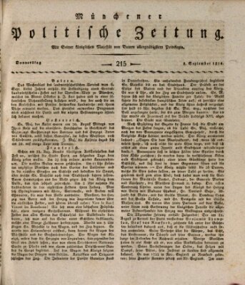 Münchener politische Zeitung (Süddeutsche Presse) Donnerstag 8. September 1814