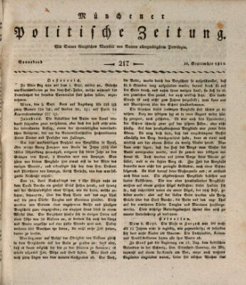 Münchener politische Zeitung (Süddeutsche Presse) Samstag 10. September 1814