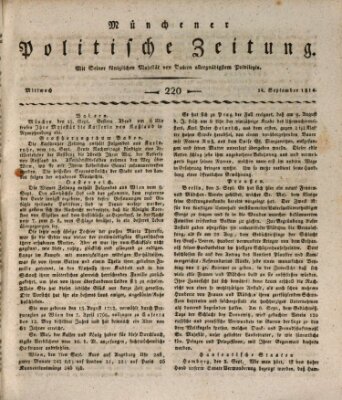 Münchener politische Zeitung (Süddeutsche Presse) Mittwoch 14. September 1814