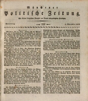 Münchener politische Zeitung (Süddeutsche Presse) Donnerstag 15. September 1814