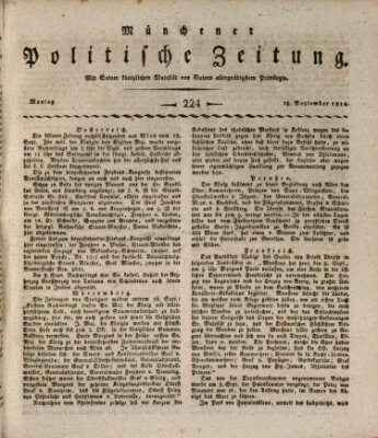 Münchener politische Zeitung (Süddeutsche Presse) Montag 19. September 1814