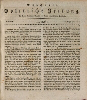 Münchener politische Zeitung (Süddeutsche Presse) Mittwoch 21. September 1814