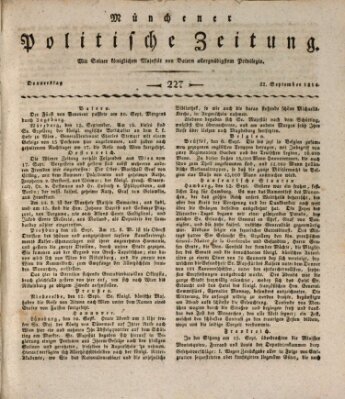 Münchener politische Zeitung (Süddeutsche Presse) Donnerstag 22. September 1814